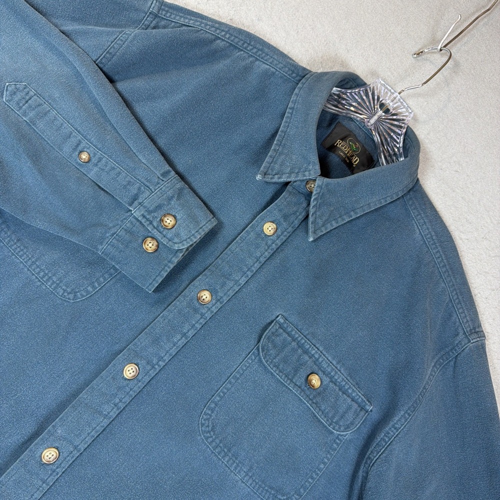 RedHead Long Sleeved Button Down Teal Chamois Shirt Pockets Men's Size LT